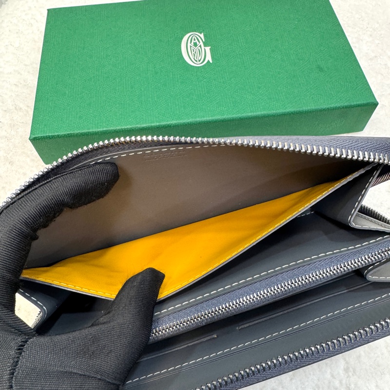 戈雅德長夾 Goyard Matignon GM 灰色ㄇ型拉鍊長夾 大容量皮夾-9