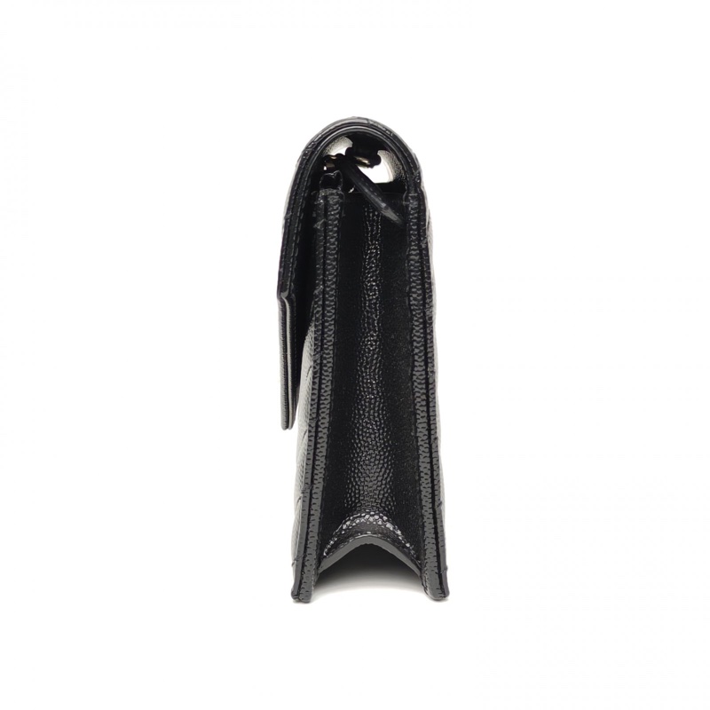 SAINT LAURENT CASSANDRA信封腋下包WocV紋黑色牛皮銀扣-1
