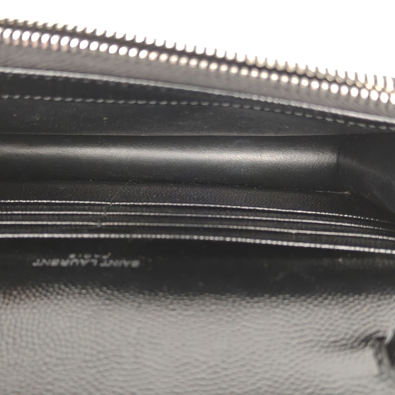 SAINT LAURENT CASSANDRA信封腋下包WocV紋黑色牛皮銀扣-5