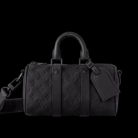 🥷Louis Vuitton 路易威登 KEEPALL25全皮黑武士手提斜挎包⚽️🎱純芯片尺寸25*14 A5462