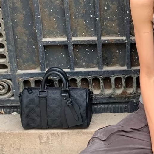 🥷Louis Vuitton 路易威登 KEEPALL25全皮黑武士手提斜挎包⚽️🎱純芯片尺寸25*14 A5462-6