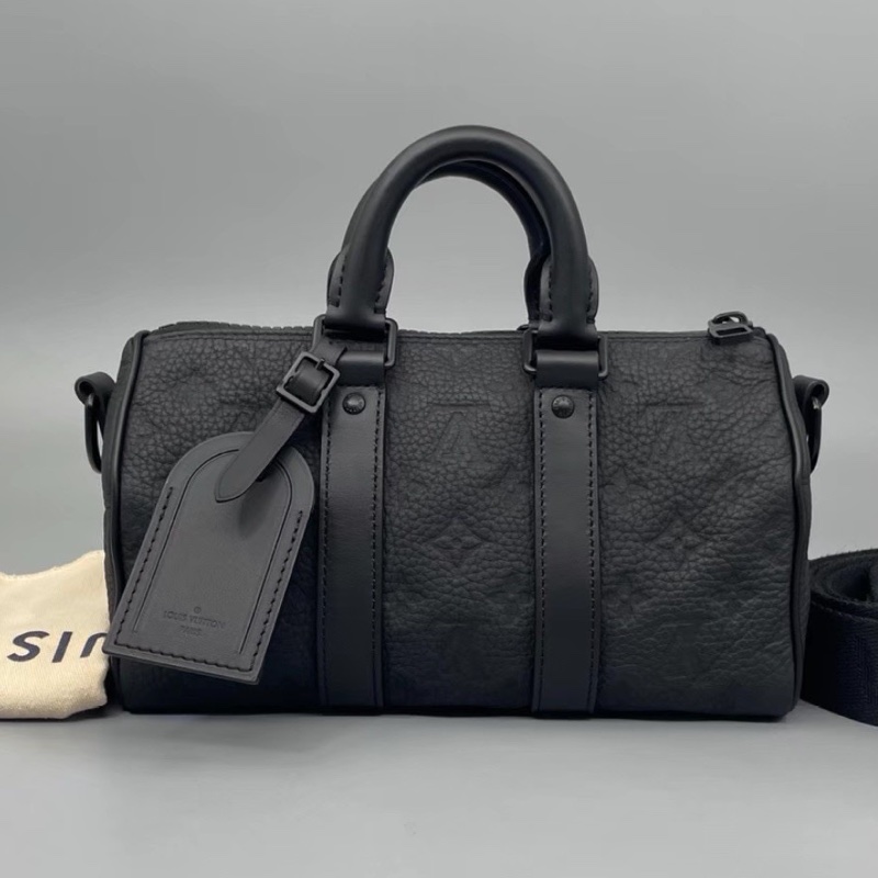 🥷Louis Vuitton 路易威登 KEEPALL25全皮黑武士手提斜挎包⚽️🎱純芯片尺寸25*14 A5462-10