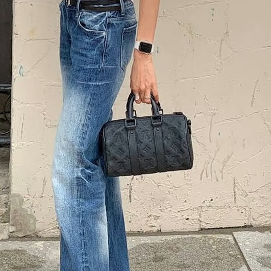 🥷Louis Vuitton 路易威登 KEEPALL25全皮黑武士手提斜挎包⚽️🎱純芯片尺寸25*14 A5462-23