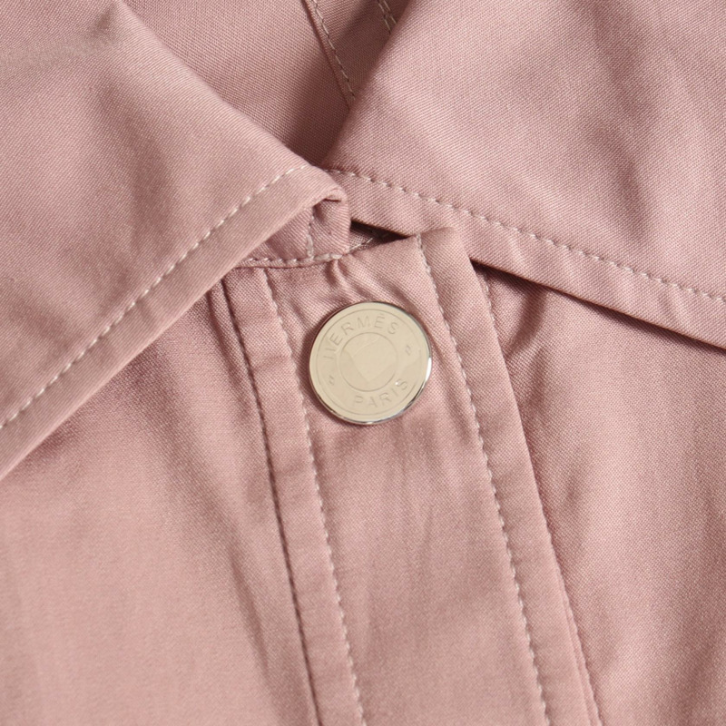 愛馬仕 (HERMES) Serie 羈扣長袖襯衫上衣 #38 5E0635DV 棉質粉紅二手女款-7