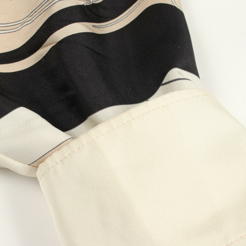 愛馬仕 Twillaine EX-LIBRIS 立領長袖襯衫 #42 絲質黑色二手-5