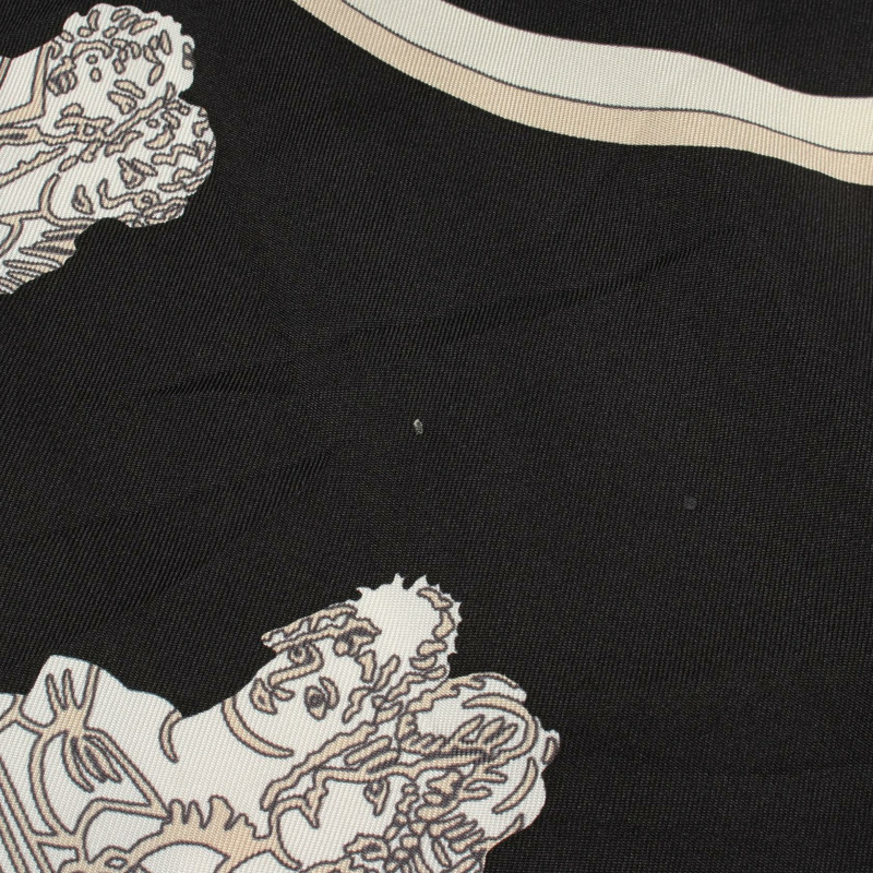 愛馬仕 Twillaine EX-LIBRIS 立領長袖襯衫 #42 絲質黑色二手-9