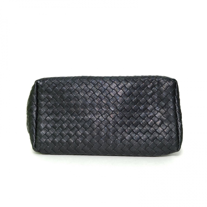 BOTTEGA VENETA 黑色羊皮黑扣經典編織鏈條單肩包-3