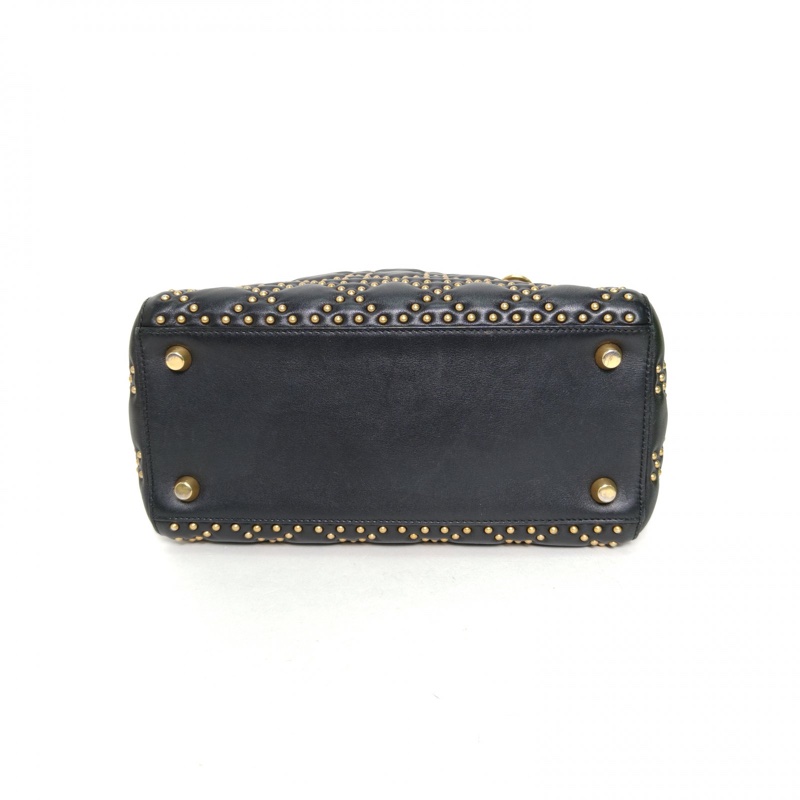 DIOR LadyDior戴妃包五格黑色羊皮2017鉚釘飾面-3