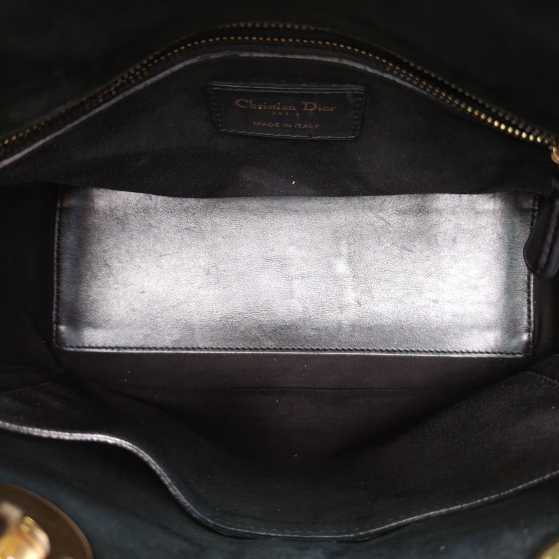 DIOR LadyDior戴妃包五格黑色羊皮2017鉚釘飾面-5