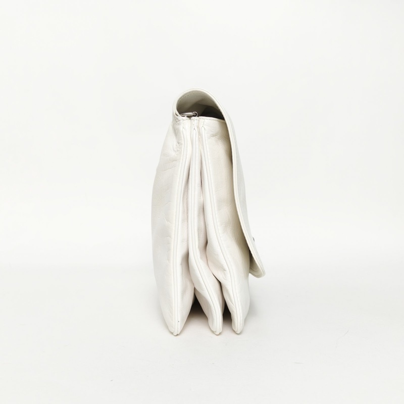 BALENCIAGA 白色牛皮銀扣巴黎世家BBSOFT大號-1