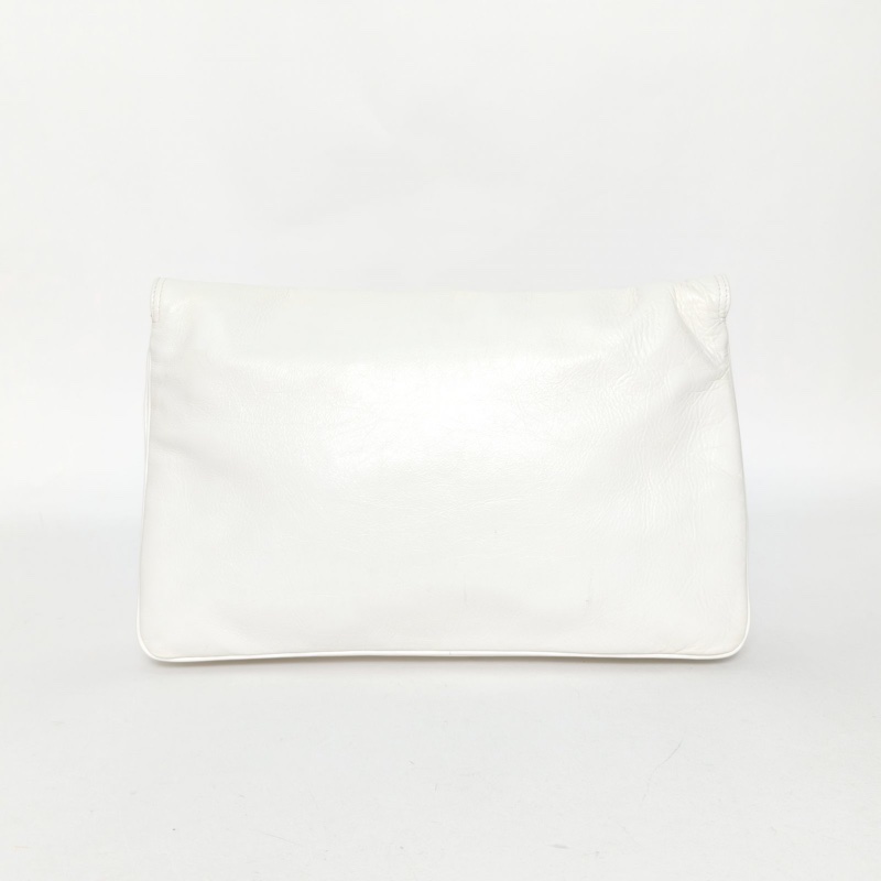 BALENCIAGA 白色牛皮銀扣巴黎世家BBSOFT大號-2