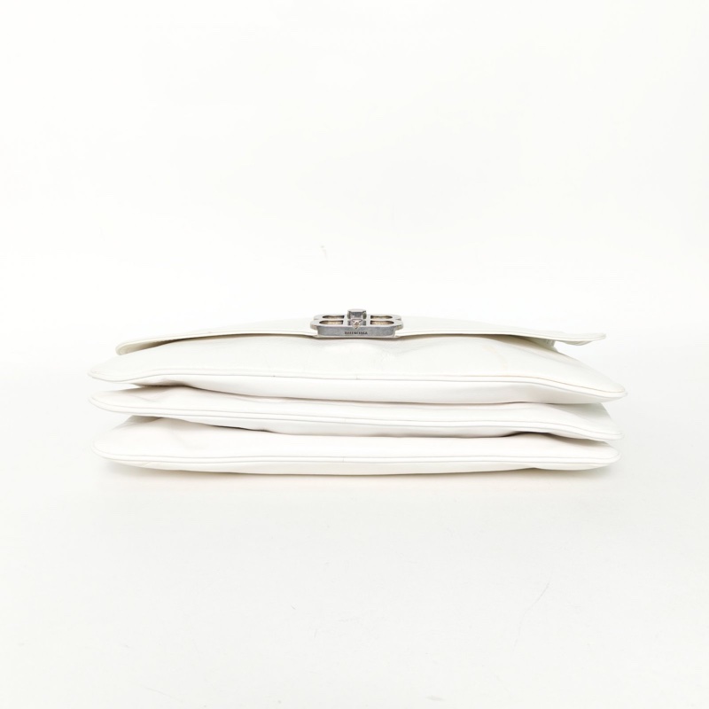 BALENCIAGA 白色牛皮銀扣巴黎世家BBSOFT大號-3