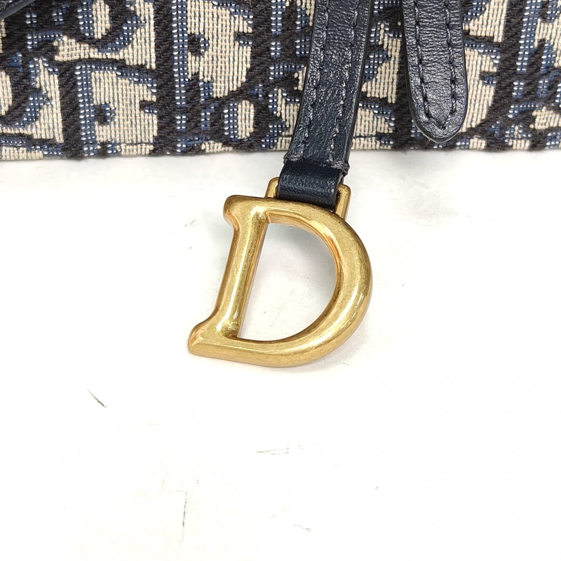 DIOR SADDLE馬鞍鏈條WOC22厚款墨藍色帆布金扣2022印花-4