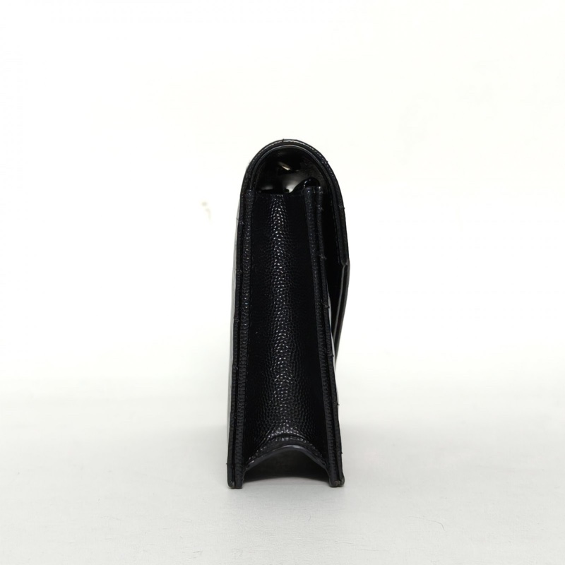 SAINT LAURENT CASSANDRA信封腋下包WocV紋黑色牛皮銀扣-1