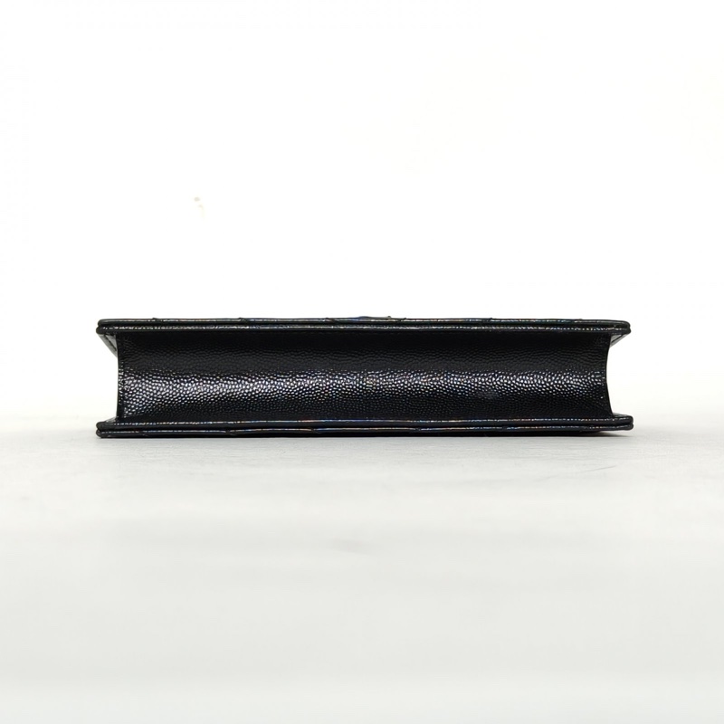 SAINT LAURENT CASSANDRA信封腋下包WocV紋黑色牛皮銀扣-3