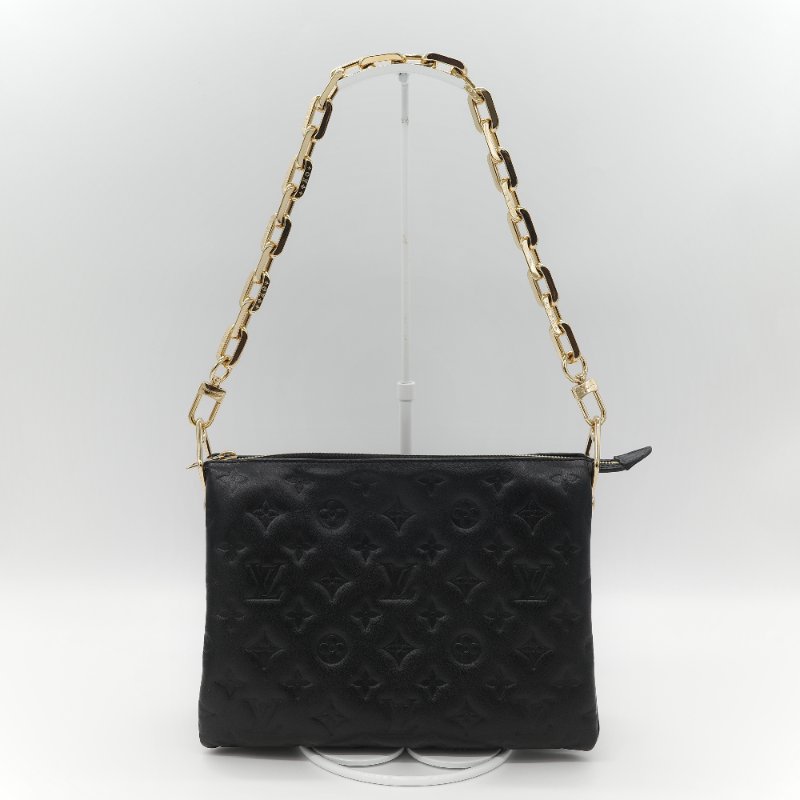 Louis Vuitton 路易威登 Coussin PM 黑色 羊皮 金鍊 帆布肩帶 鏈條肩帶 單肩包 斜挎包-1
