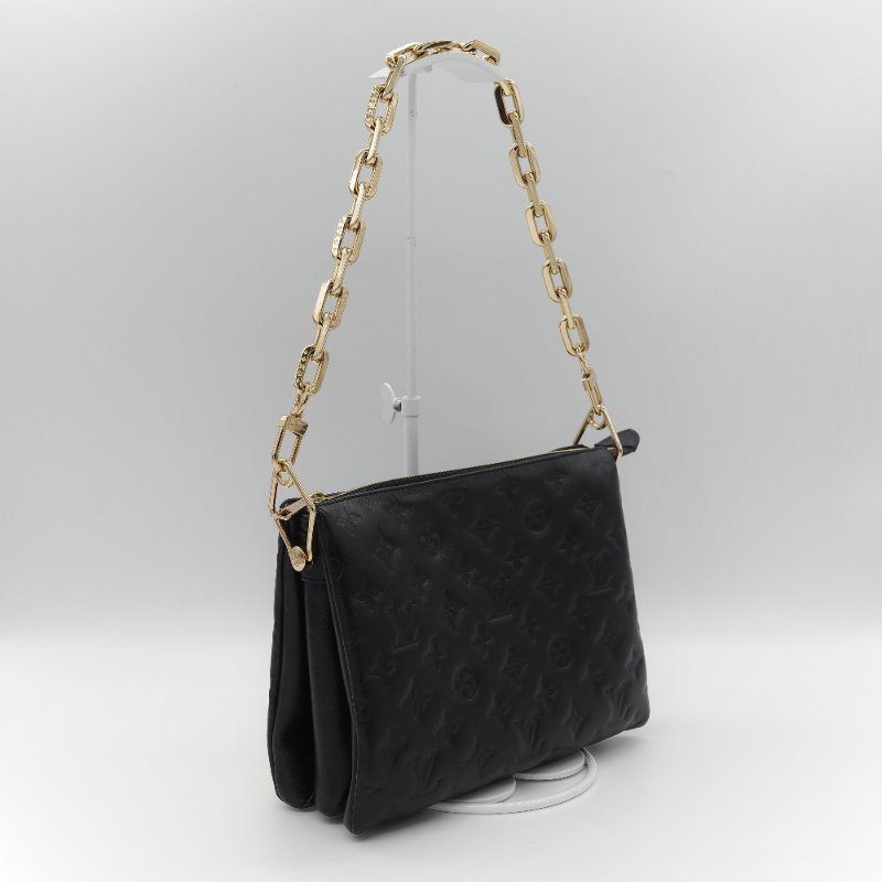 Louis Vuitton 路易威登 Coussin PM 黑色 羊皮 金鍊 帆布肩帶 鏈條肩帶 單肩包 斜挎包-3