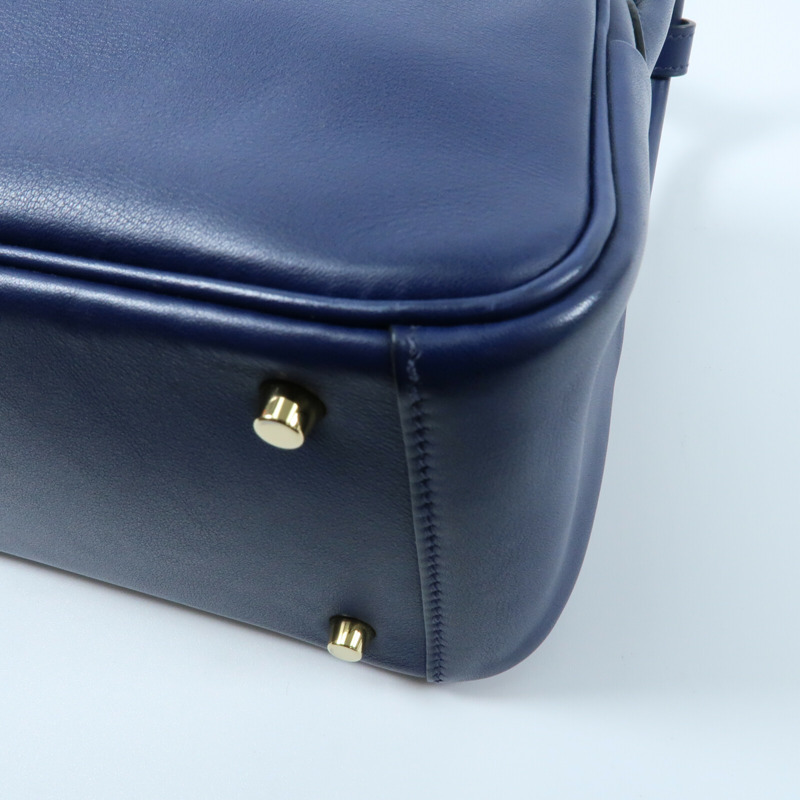 HERMES Swift皮革Mini Lindy金扣手挽肩背兩用袋Bleu Encre-5