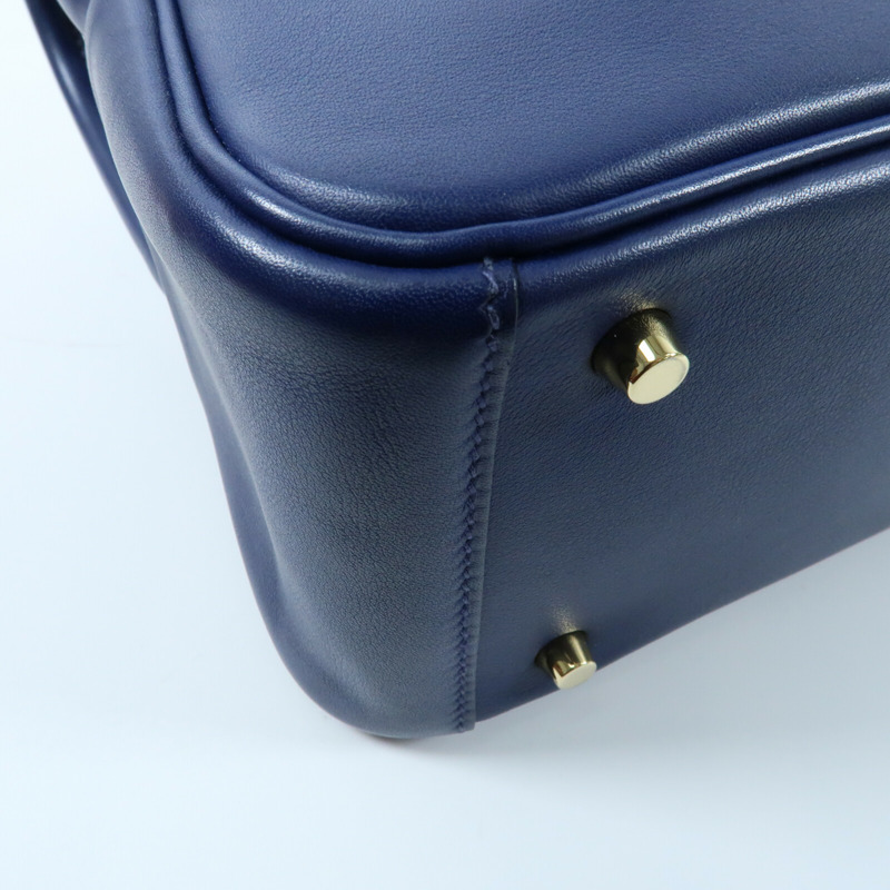 HERMES Swift皮革Mini Lindy金扣手挽肩背兩用袋Bleu Encre-6