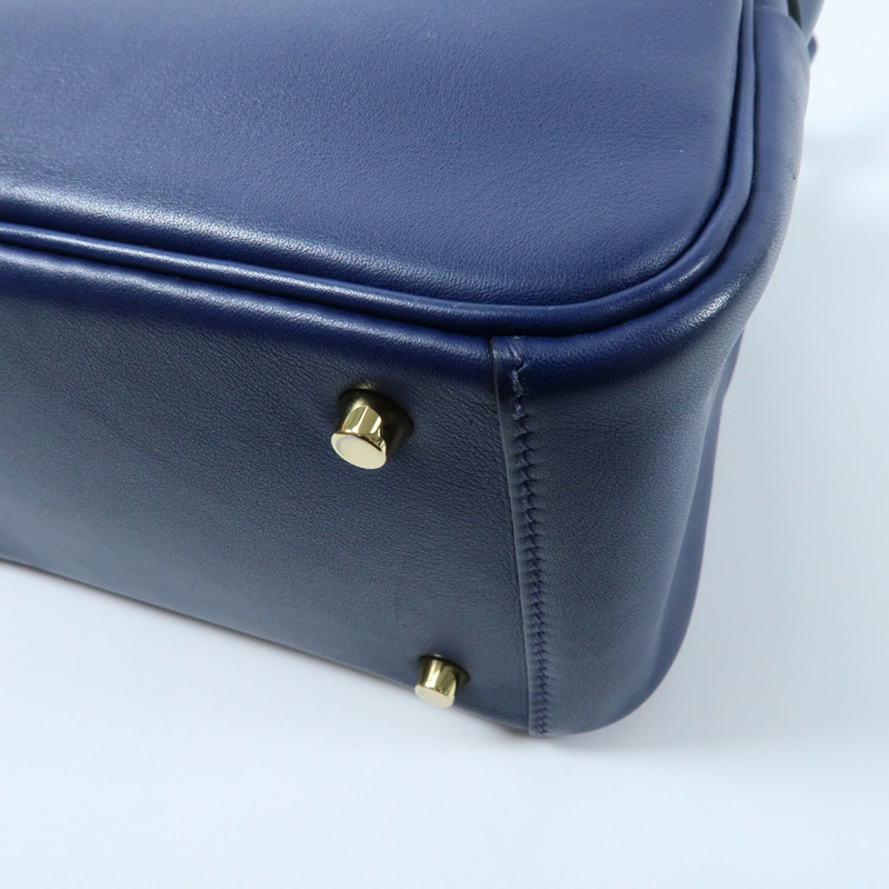 HERMES Swift皮革Mini Lindy金扣手挽肩背兩用袋Bleu Encre-7