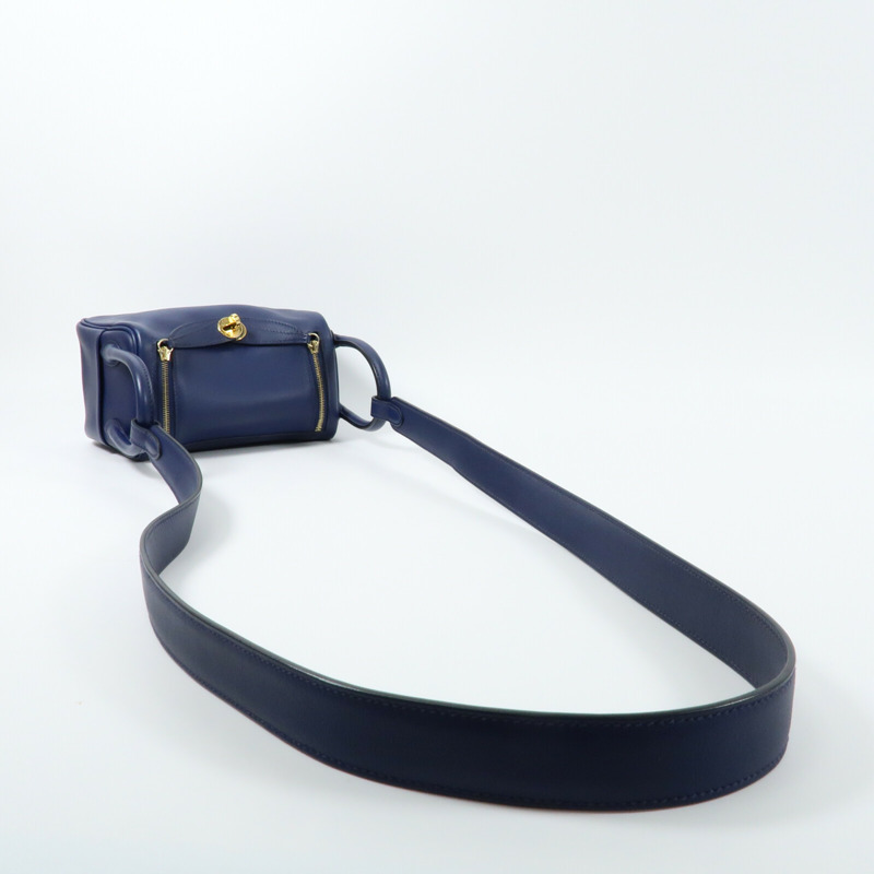 HERMES Swift皮革Mini Lindy金扣手挽肩背兩用袋Bleu Encre-8