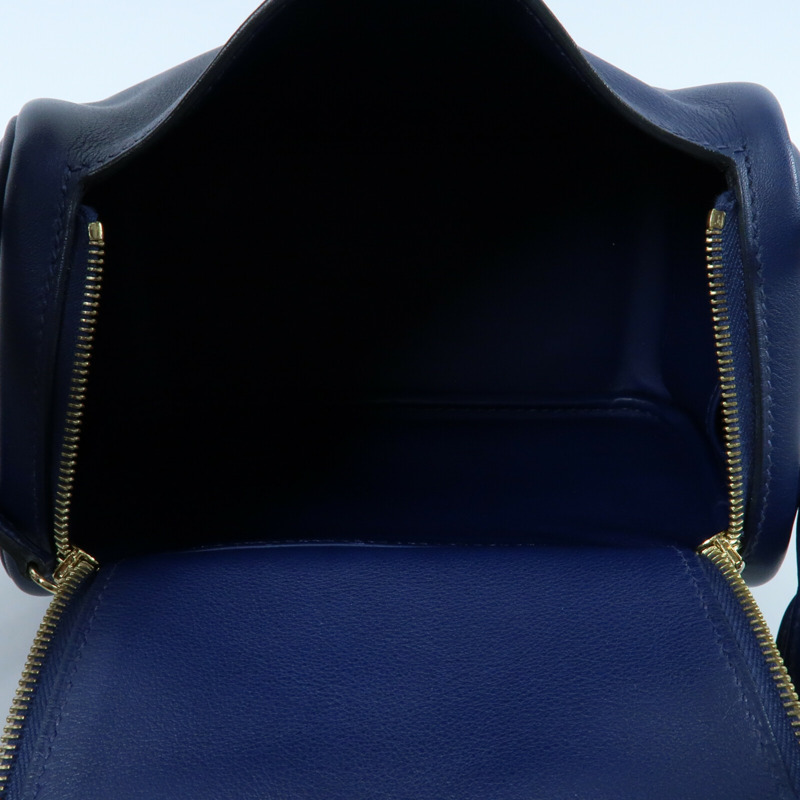 HERMES Swift皮革Mini Lindy金扣手挽肩背兩用袋Bleu Encre-12