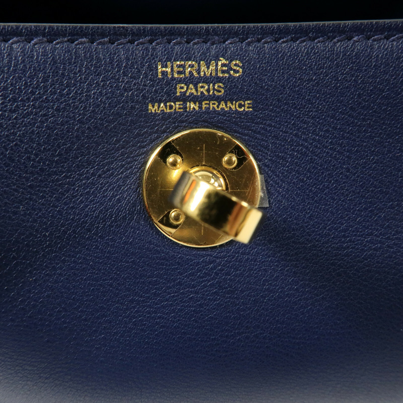 HERMES Swift皮革Mini Lindy金扣手挽肩背兩用袋Bleu Encre-13