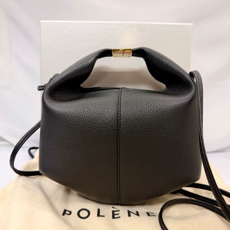 POLENE BERI 小號兩用黑色皮革包 黑色(可手提/斜背)-2