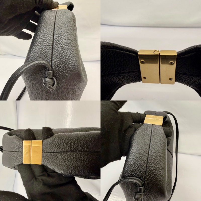 POLENE BERI 小號兩用黑色皮革包 黑色(可手提/斜背)-5