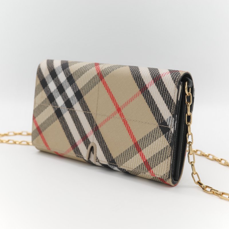 Burberry 博柏利 經典風衣格紋 鏈條包 WOC 斜挎包-3