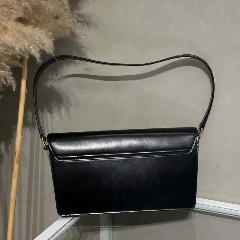 CELINE Triomphe光滑牛皮單肩包 - 黑金-4