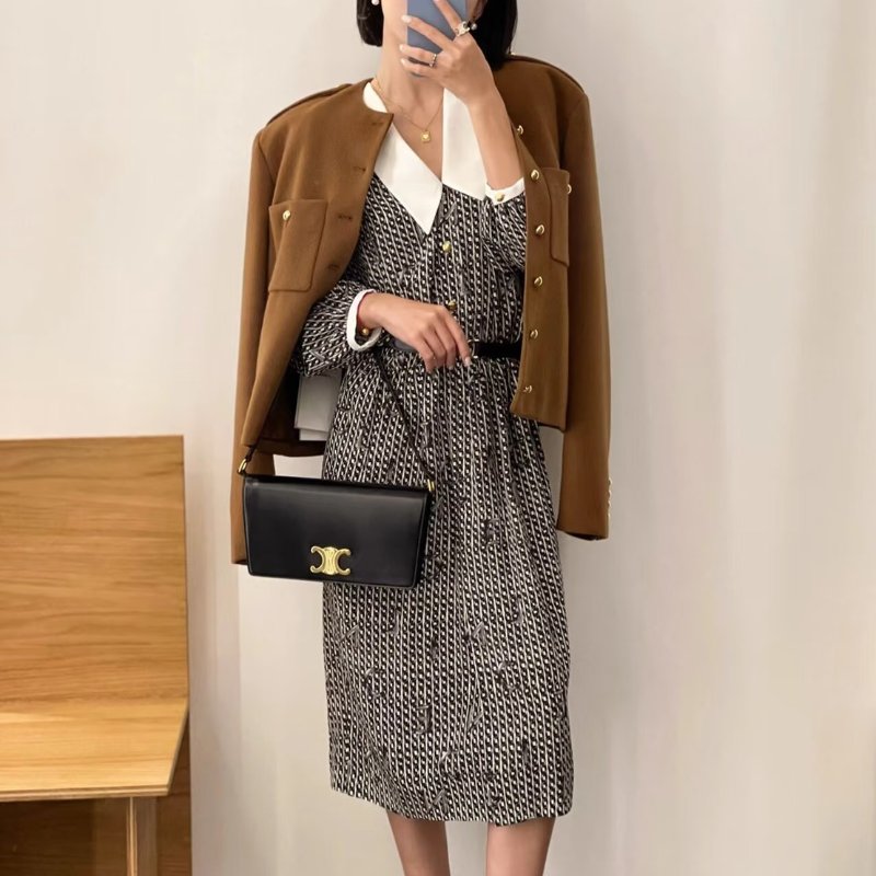 CELINE Triomphe光滑牛皮單肩包 - 黑金-12