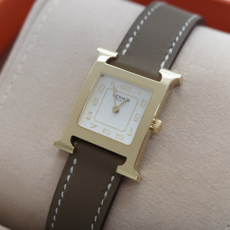 (未使用♥️專櫃 13 萬)Hermès 愛馬仕Heure H 21 mm 石英錶-4