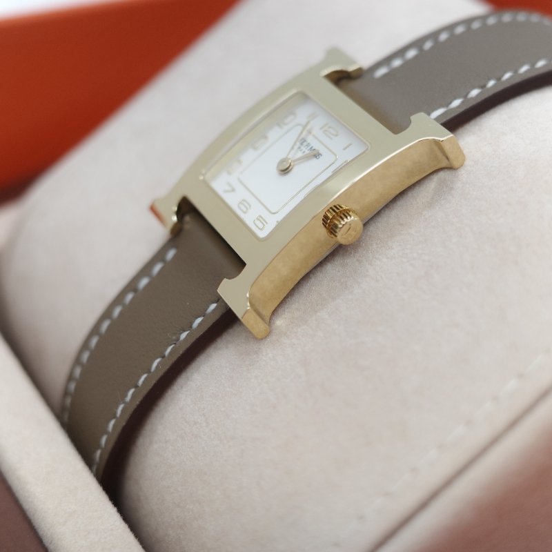 (未使用♥️專櫃 13 萬)Hermès 愛馬仕Heure H 21 mm 石英錶-5