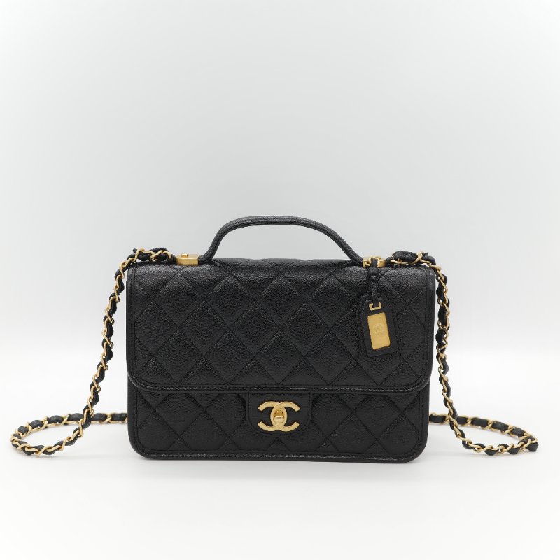 (超級新♥️配件齊)Chanel 香奈兒 22K 荔枝牛皮 郵差CF 鏈條包 手提包-1