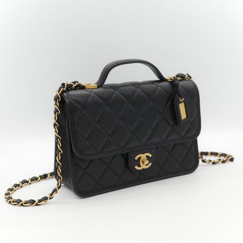 (超級新♥️配件齊)Chanel 香奈兒 22K 荔枝牛皮 郵差CF 鏈條包 手提包-2