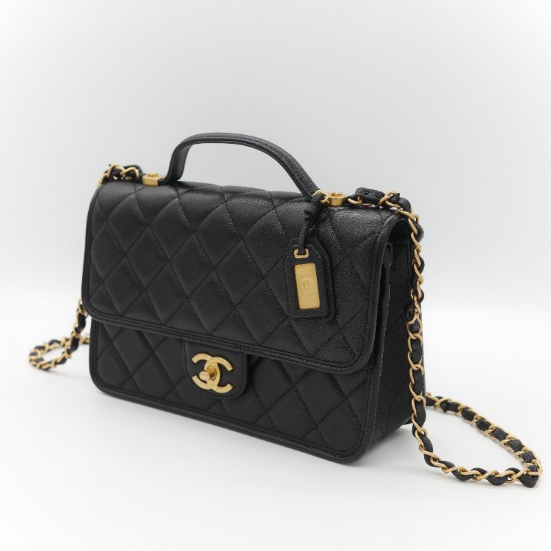 (超級新♥️配件齊)Chanel 香奈兒 22K 荔枝牛皮 郵差CF 鏈條包 手提包-3