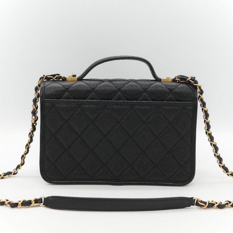 (超級新♥️配件齊)Chanel 香奈兒 22K 荔枝牛皮 郵差CF 鏈條包 手提包-4