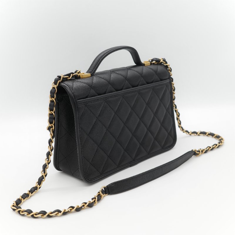 (超級新♥️配件齊)Chanel 香奈兒 22K 荔枝牛皮 郵差CF 鏈條包 手提包-5