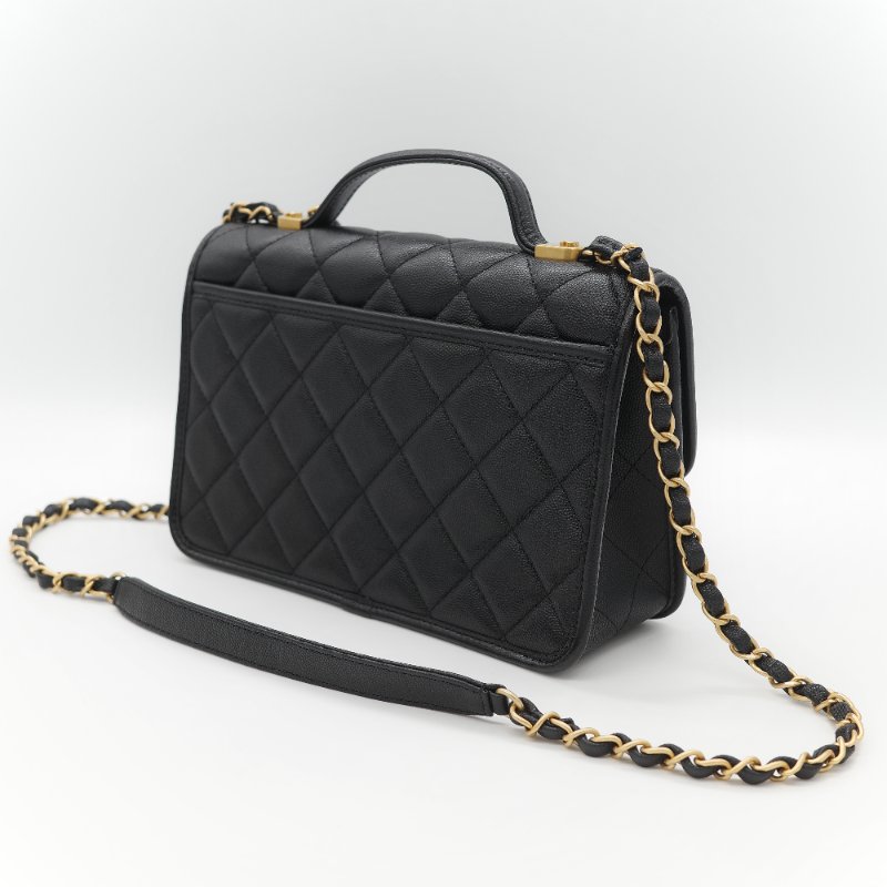 (超級新♥️配件齊)Chanel 香奈兒 22K 荔枝牛皮 郵差CF 鏈條包 手提包-6