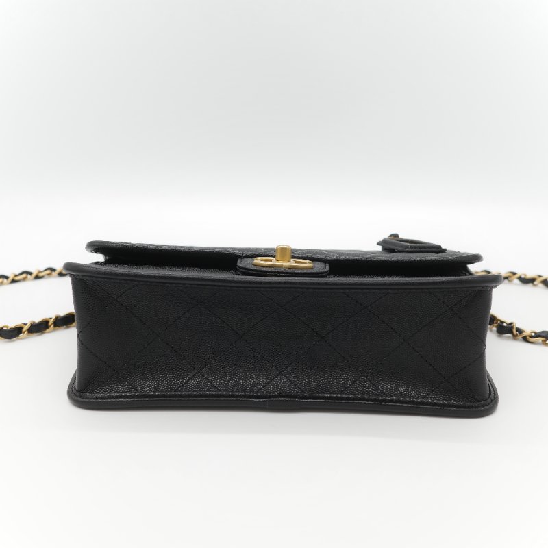 (超級新♥️配件齊)Chanel 香奈兒 22K 荔枝牛皮 郵差CF 鏈條包 手提包-7