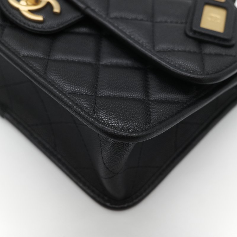 (超級新♥️配件齊)Chanel 香奈兒 22K 荔枝牛皮 郵差CF 鏈條包 手提包-9