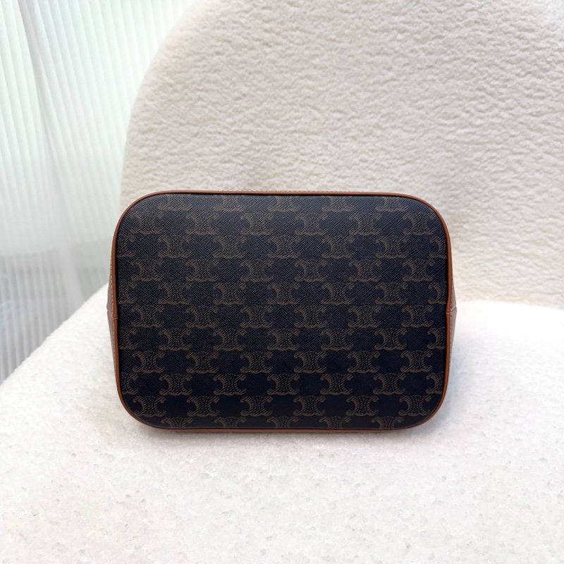 賽琳水桶包 Celine 凱旋門老花棕牛皮中型水桶包 肩背斜背兩用款 191132CAS-10