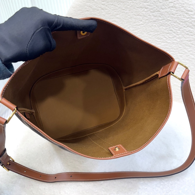 賽琳水桶包 Celine 凱旋門老花棕牛皮中型水桶包 肩背斜背兩用款 191132CAS-12