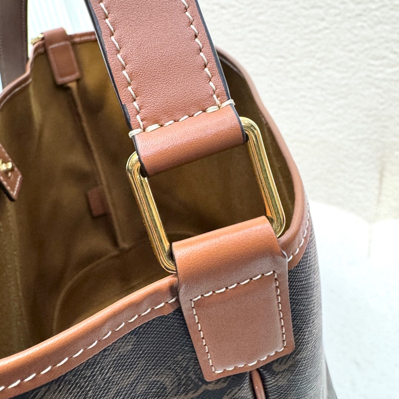 賽琳水桶包 Celine 凱旋門老花棕牛皮中型水桶包 肩背斜背兩用款 191132CAS-16