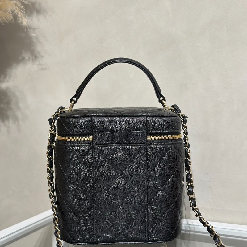 CHANEL 粒面牛皮手提化妝盒 - 黑金-4