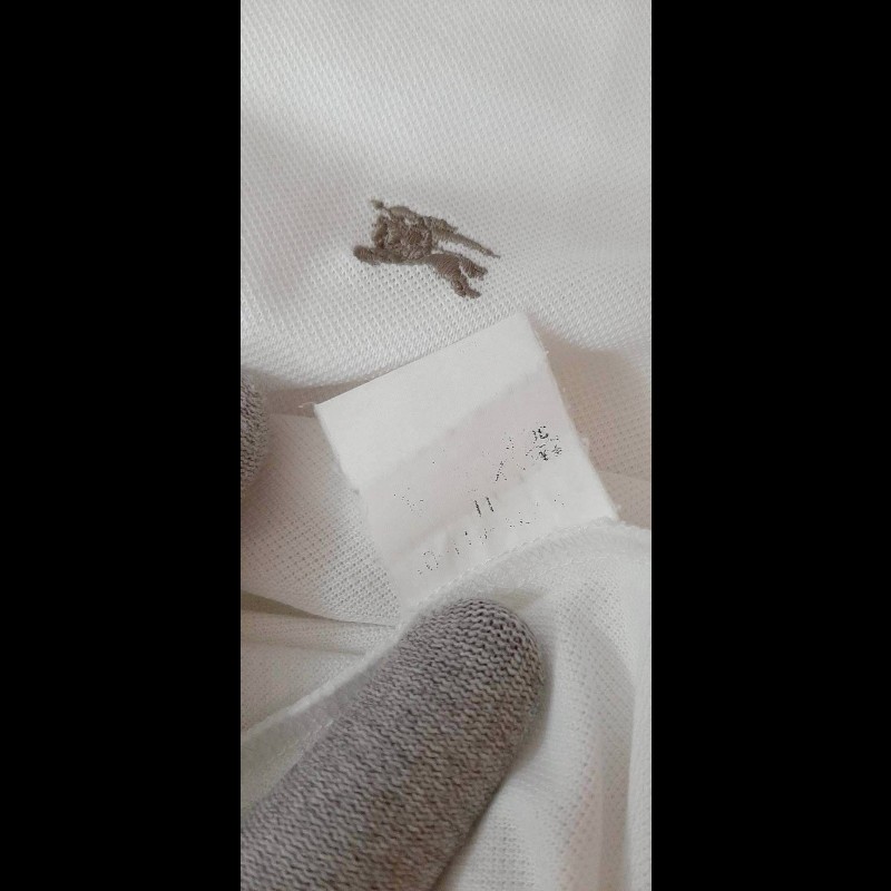 BURBERRY 博柏利 LONDON 戰馬 男白色&經典格紋元素透氣網眼布短袖POLO衫LL-7