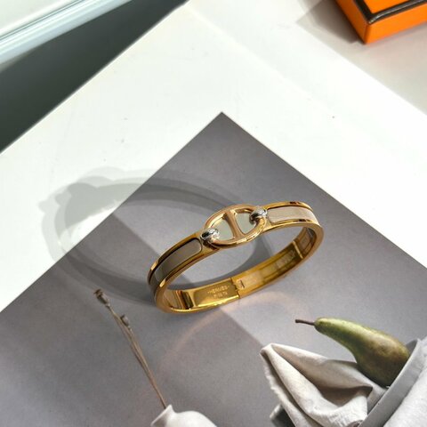 HERMES Clic chaine d'ancre豬鼻手環 PM - 奶茶玫瑰金