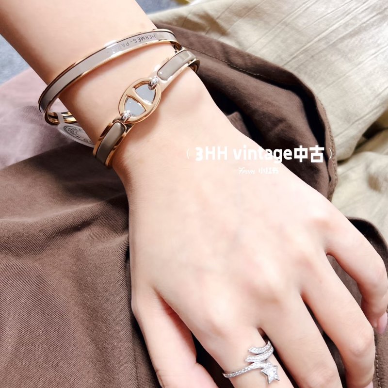 HERMES Clic chaine d'ancre豬鼻手環 PM - 奶茶玫瑰金-1