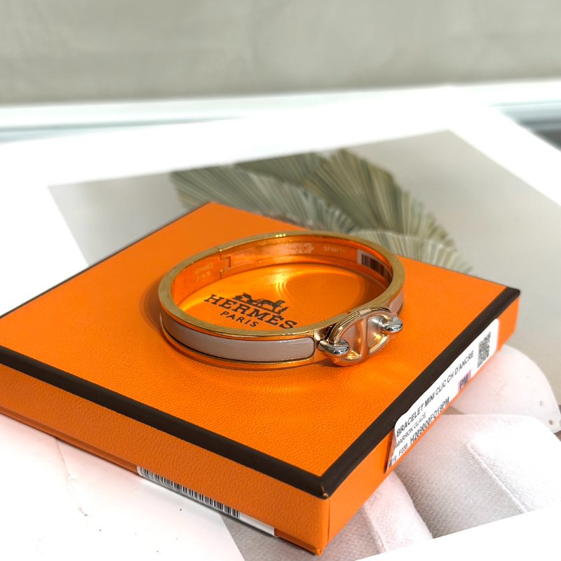 HERMES Clic chaine d'ancre豬鼻手環 PM - 奶茶玫瑰金-5